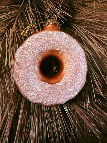 Donut Doughnut Glass Ornament