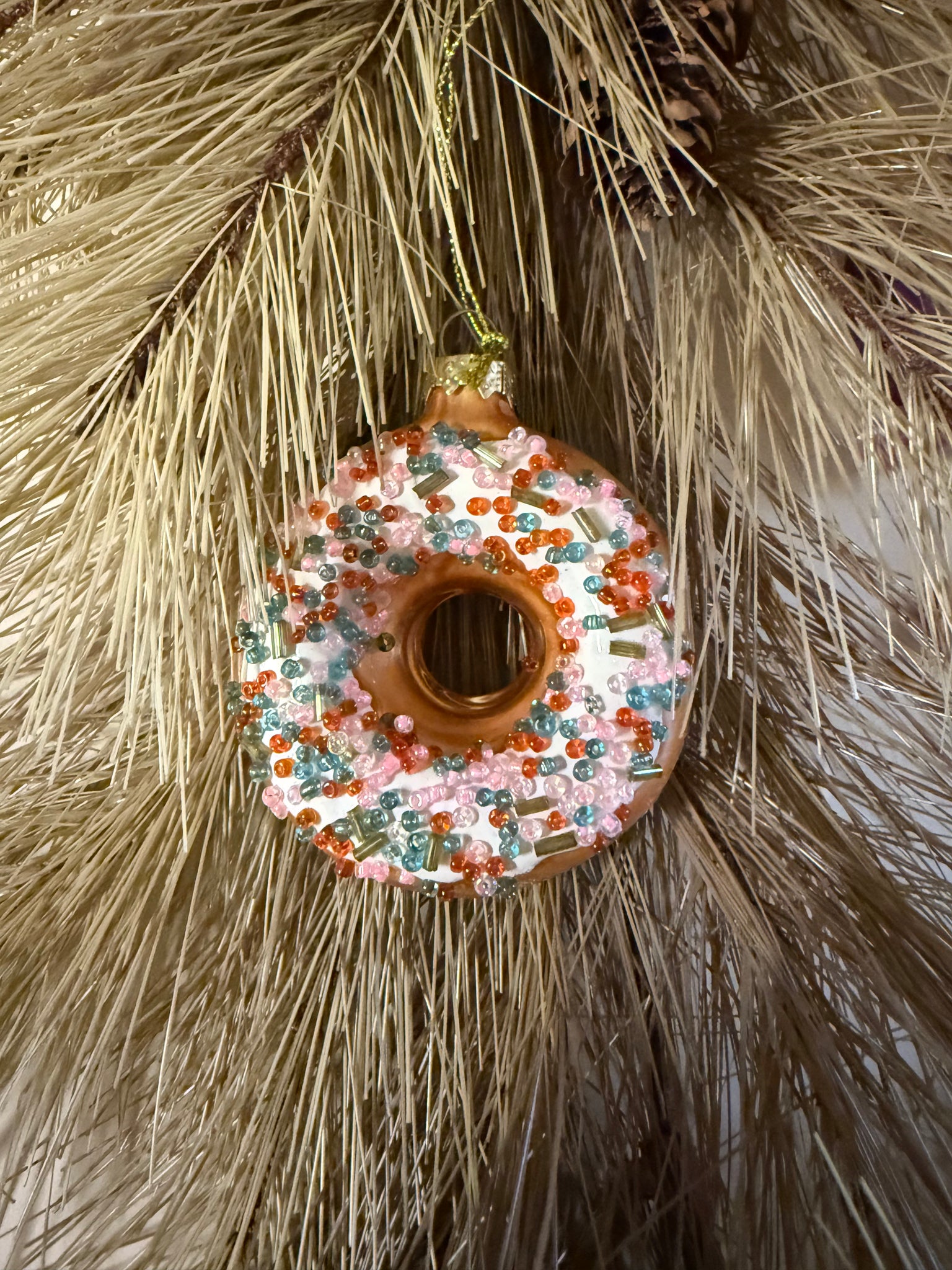 Donut Doughnut Glass Ornament