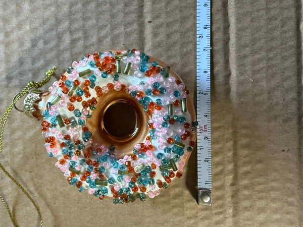 Donut Doughnut Glass Ornament