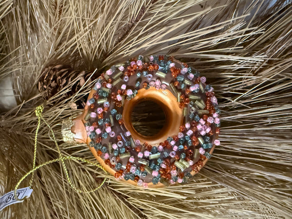 Donut Doughnut Glass Ornament
