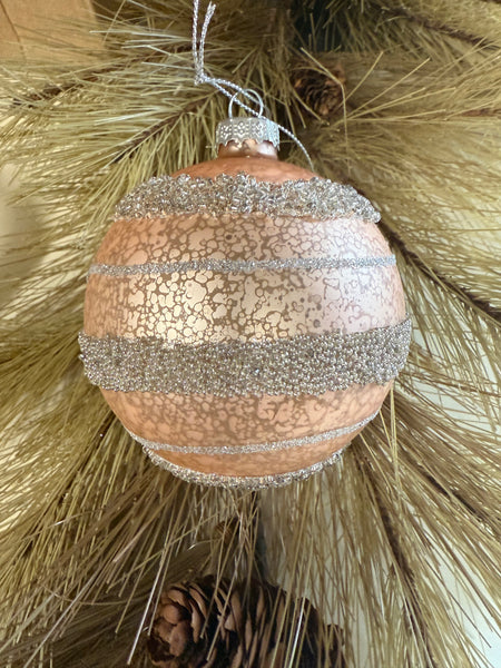 Glass vintage round glitter ornaments