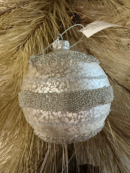 Glass vintage round glitter ornaments