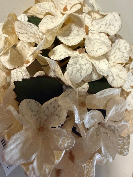 Off white hydrangea candle ring
