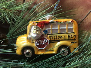 Santa School Bus Ornament