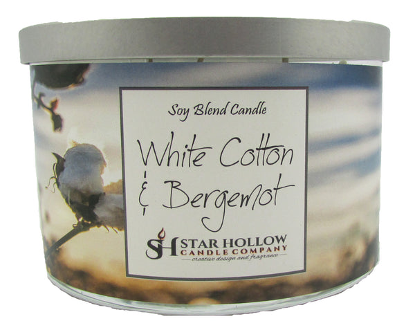 Large Silver Lid Jar White Cotton & Bergamot
