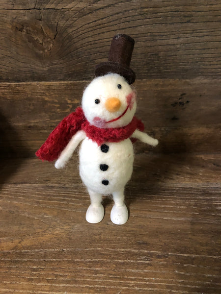 Felted Snowman with Green Scarf